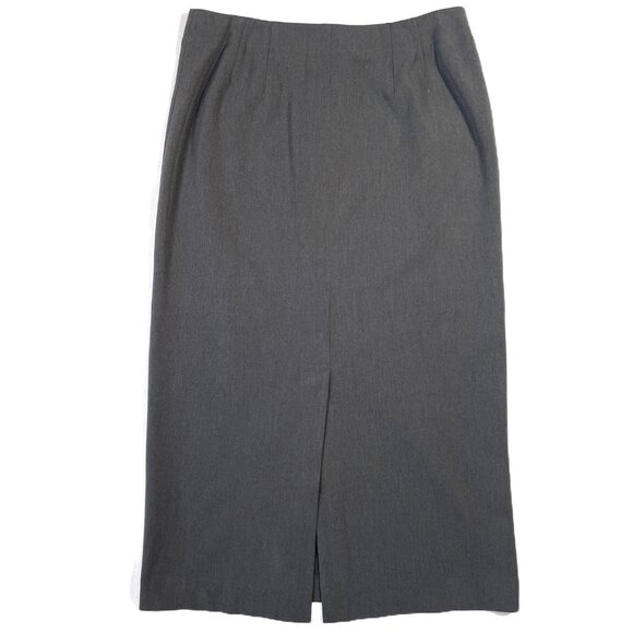 Caslon Maxi Skirt Size 14 P Gray Back Slit Tailored Quality Retro - Picture 3 of 11